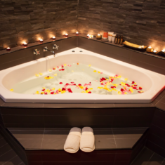 high-angle-view-petals-floating-water-bathtub high-angle-view-petals-floating-water-bathtub